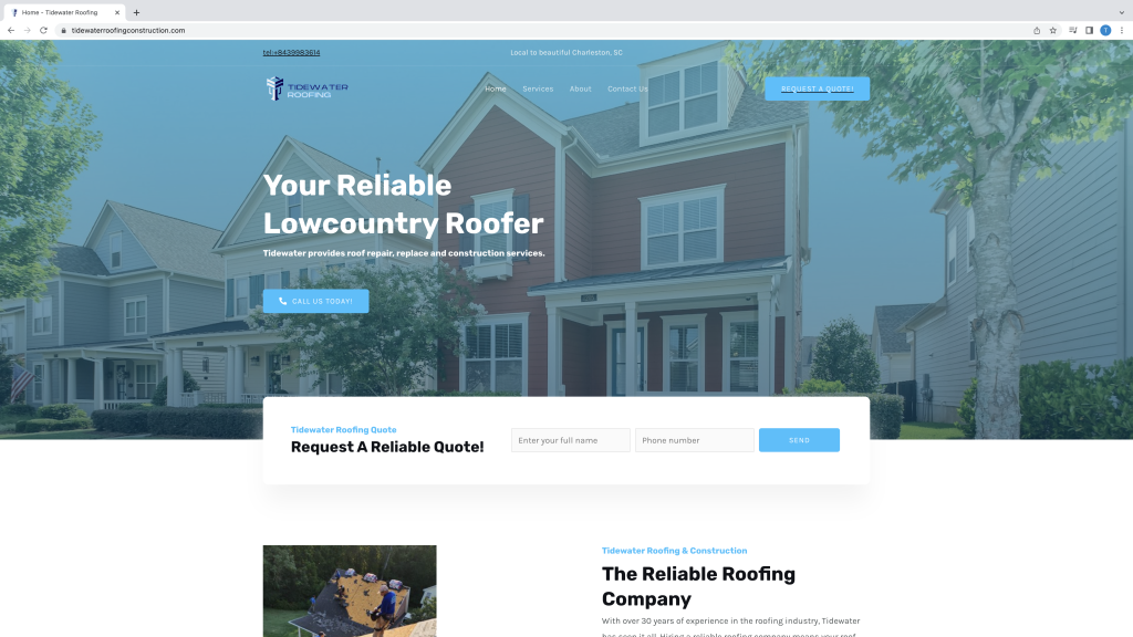 Tidewater Roofing Web Design by Credico Marketing